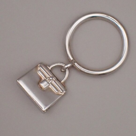 HERMES Logo Amulet Kelly Ring Size 51 Silver Ag 925 Italy - Picture 2 of 7